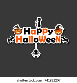 Banner happy halloween on isolated background. Vector illustration