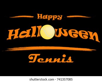 Banner happy halloween and tennis ball on isolated background. Vector illustration