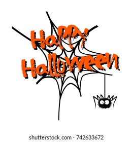Banner happy halloween and web on isolated background. Vector illustration