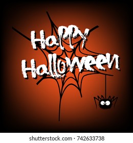 Banner happy halloween and web on isolated background. Vector illustration