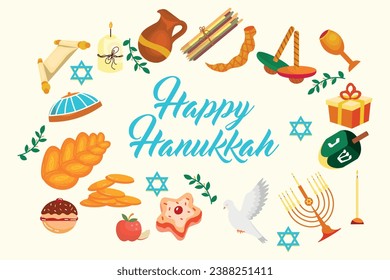 Banner for Happy Hanukkah on light background