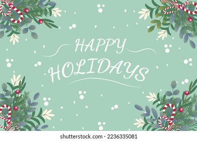 Banner Happy Holidays vector text on background. Holidays design for invitation and greeting card, prints and posters.