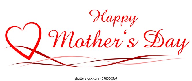Banner Happy Mothers Day with an red heart