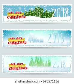 Banner happy new year 2018 greeting card and merry christmas background