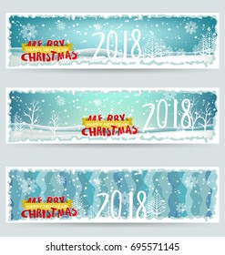Banner happy new year 2018 greeting card and merry christmas background