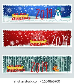 Banner Happy new year 2019 and Merry Christmas
