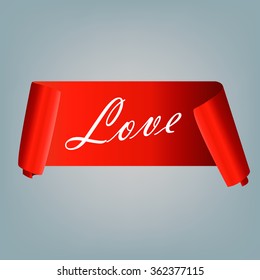 Banner Happy Valentine's Day. I love you. Ribbon