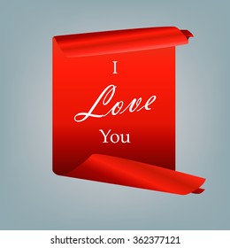 Banner Happy Valentine's Day. I love you. Ribbon