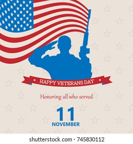 Banner of happy veterans day . Vector image.