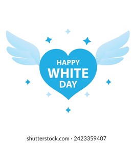 Banner for Happy White Day with heart and wings