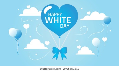 Banner for Happy White Day on blue background
