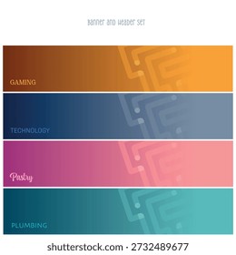 banner e cabeçalho, conjunto de 4 cores gradientes. Design vetorial