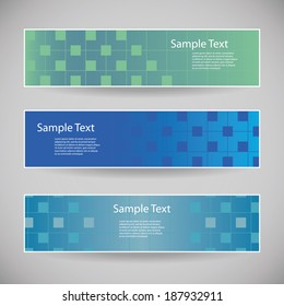 Banner or Header Design with Abstract Blue Checkered Pattern