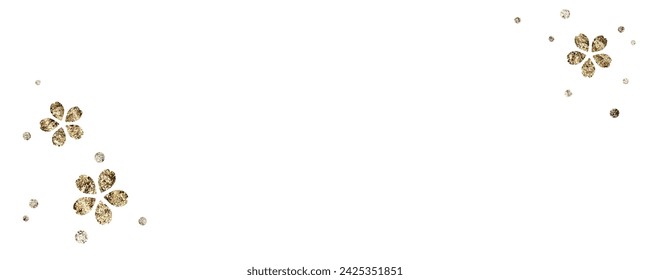 Banner y diseño de cabecera con flores de cerezo brillante oro lindo y fondo blanco.