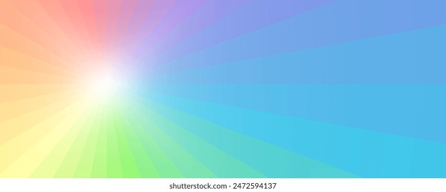 A banner and header design with a radial rainbow gradation.