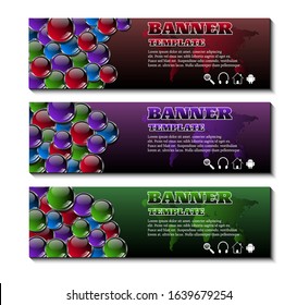 Banner header glossy abstract set colorful