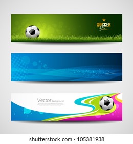 Banner headers soccer ball set design background, vector illustration