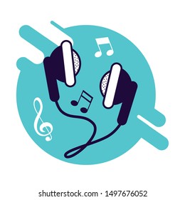 banner with headphone device icon