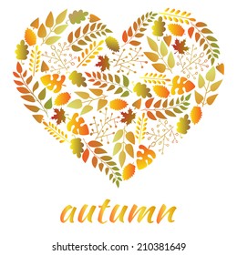 Banner heart of autumnal leaves