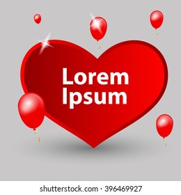 Banner with heart and balloons Vector Illustration