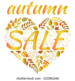 Banner heart of leaves. Autumn sale