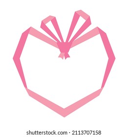 Banner heart and ribbon - graphic for print web and advertising - pink vector illustration on white backgraund