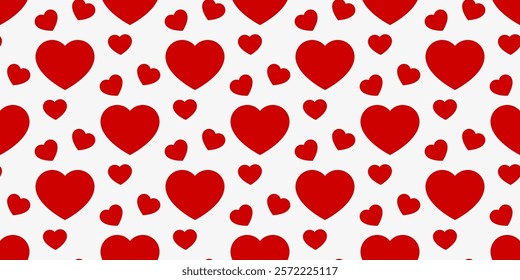 Banner with heart seamless pattern. Valentine's day background