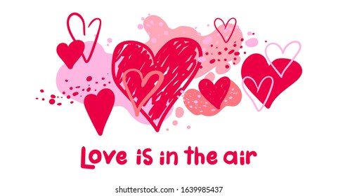 Banner with hearts isolated on white