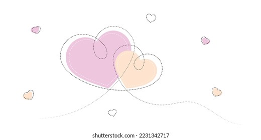Banner with hearts in thin lines.