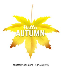 Banner Hello Autumn leaf template background. Yellow and brown colorful leaves. Banners, flyers, presentations. Vector illustration