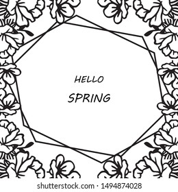 Banner for hello spring, with decoration plant of leaf flower frame. Vector