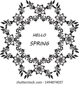 Banner for hello spring, with decoration plant of leaf flower frame. Vector