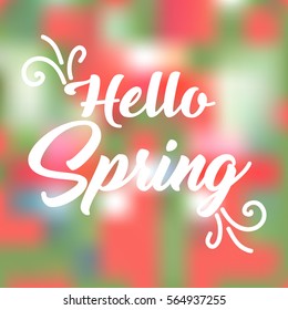 Banner Hello Spring. Lettering