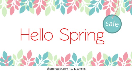 Banner Hello Spring sale. Vector Illustration