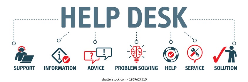 Banner help desk and support concept vector illustration