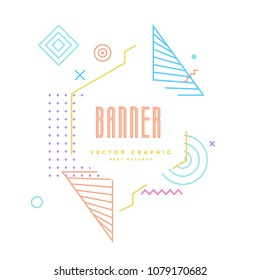 Banner, hexagonal frame and geometric design elements isolated on white background, abstract modern quote decoration, place for text.