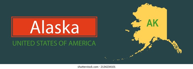 Banner, highlighting the boundaries of the state of Alaska on the map of the United States of America. Vector map borders of the USA Alaska state.