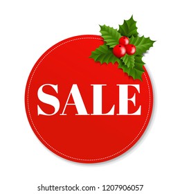 Banner With Holly Berry With Gradient Mesh, Vector Illustration