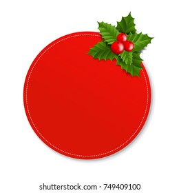 Banner With Holly Berry With Gradient Mesh, Vector Illustration