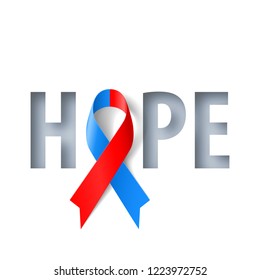Banner with Hope Lettering and Symbol of Congenital Heart Defect Awareness Realistic Ribbon. Design Template for Info-graphics or Websites Magazines