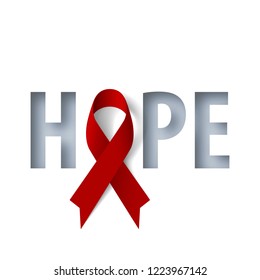 Banner with Hope Lettering and Symbol of Multiple Myeloma Awareness Realistic Ribbon. Design Template for Info-graphics or Websites Magazines