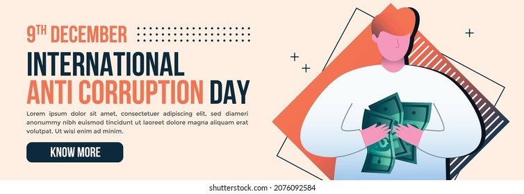 banner horizontal anti coruption day vector flat design