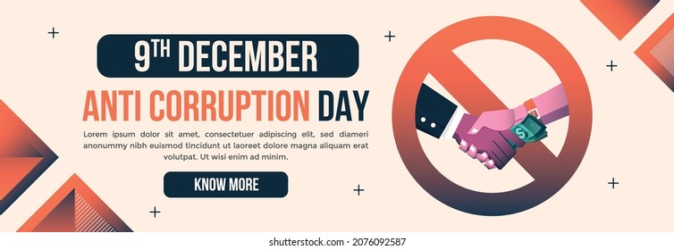 banner horizontal anti coruption day vector flat design svg