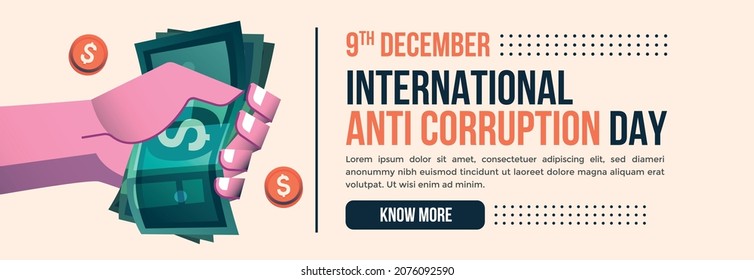 banner horizontal anti coruption day vector flat design