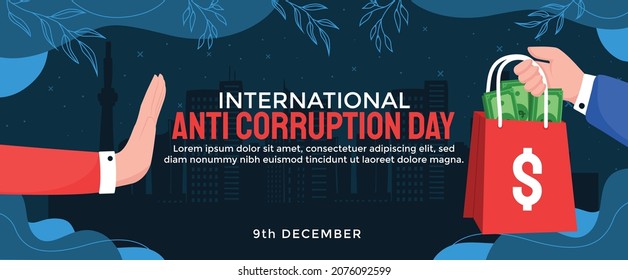banner horizontal anti coruption day vector flat design svg