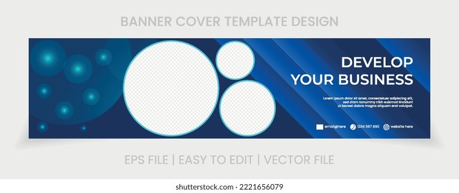 Banner horizontal design develop your business social media website cover template. picture image place for product people and more