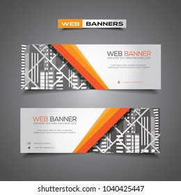 Banner or horizontal header / footer with abstract linear design elements 