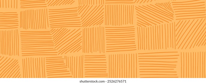 Banner with horizontal and vertical strokes on an orange background