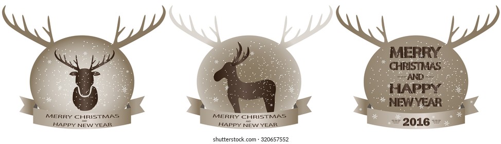 Banner with horns on a brown background. Vector illustration.