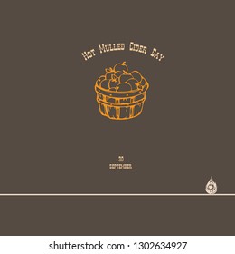Banner for Hot Mulled Cider Day date with basket of apples